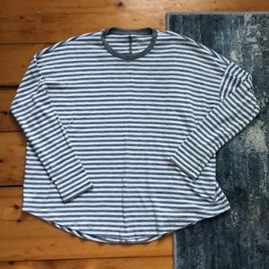 Aerie grey and white striped shirt